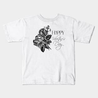 Valentine with Black Rose Flowers Bouquet Kids T-Shirt